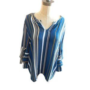 Ann Taylor Size L Large Flared Sleeve Vneck Blouse Top NWT $59